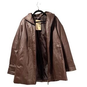 NWT‎ Roamans Boho Chic Brown Genuine Leather Jacket Coat Plus Size 14W